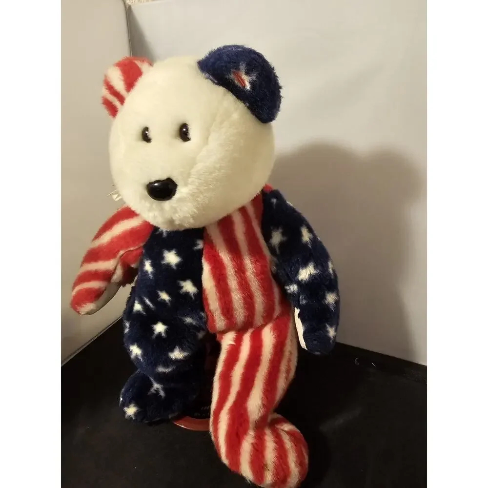 Ty Spangle Beanie Baby Bear USA Red White Blue Star 999